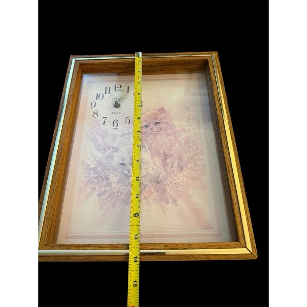 Vtv Ingraham Quartz Wall Clock Kitten Kitty Cat Design Battery Tested & Working